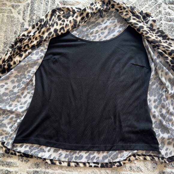 Cheetah Animal Print Women's Cardigan With Black Blouse Milano Large - Picture 7 of 10